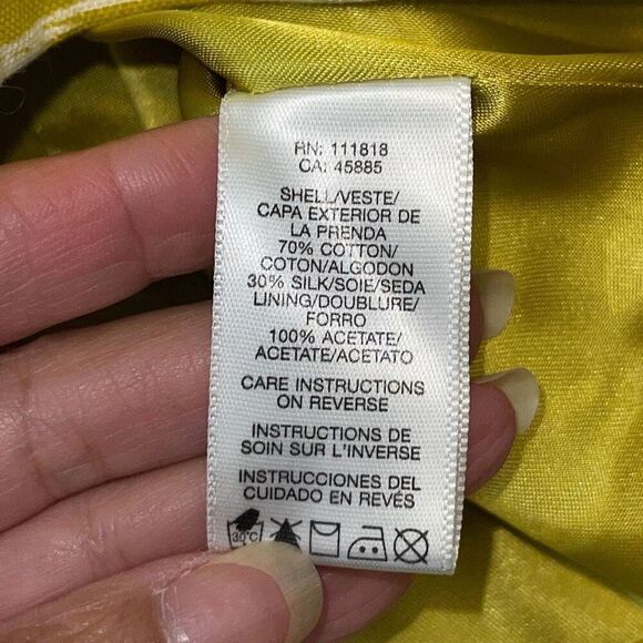 Michael Kors Womens Floral Peak Lapel Silk Blend‎ Blazer Jacket Lime Green Sz 14 - Picture 7 of 9